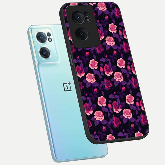  Rose Garden Twilight phone case For Oneplus Nord CE2 showing premium glass back cover with detailed artwork