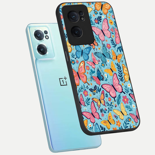  Spring Wing Garden phone case For Oneplus Nord CE2 showing premium glass back cover with detailed artwork
