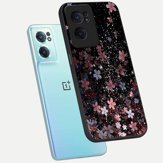  Starlit Flower Dreams phone case For Oneplus Nord CE2 showing premium glass back cover with detailed artwork