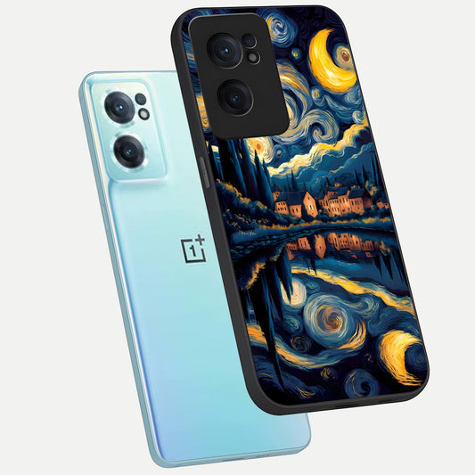  Starry Sky Serenity phone case For Oneplus Nord CE2 showing premium glass back cover with detailed artwork