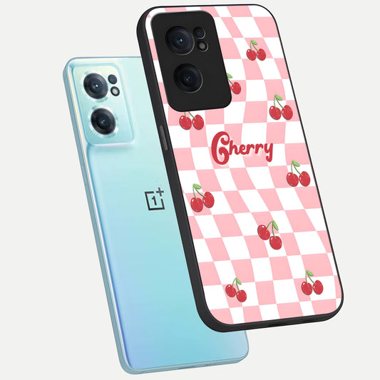  Sweet Cherry Vibes phone case For Oneplus Nord CE2 showing premium glass back cover with detailed artwork