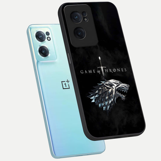 Throne Wolf Legacy phone case For Oneplus Nord CE2 showing premium glass back cover with detailed artwork