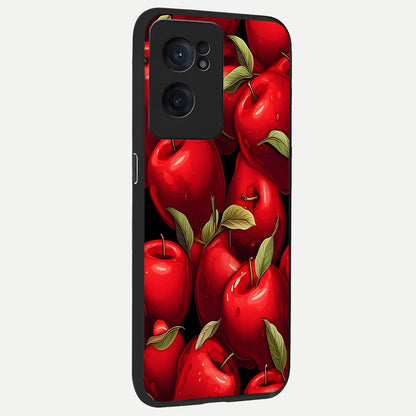  Apple Pattern back cover For Oneplus Nord CE2 slim fit glass case with vibrant aesthetic design