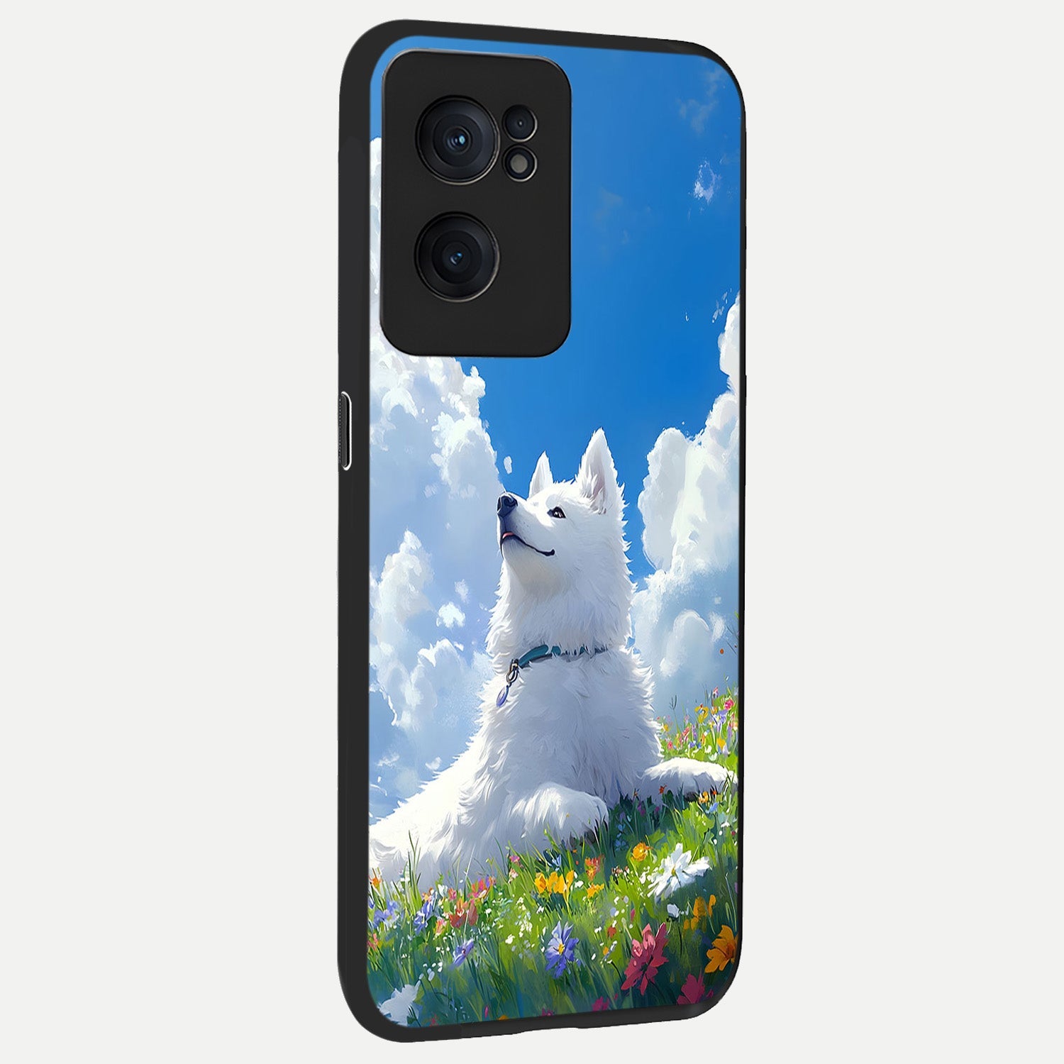  Blissful Cloud Pup back cover For Oneplus Nord CE2 slim fit glass case with vibrant aesthetic design