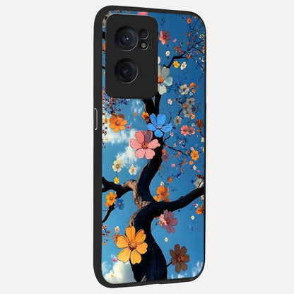  Blossom Dream Sky back cover For Oneplus Nord CE2 slim fit glass case with vibrant aesthetic design