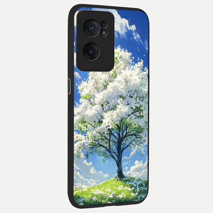  Blossom Sky Serenity back cover For Oneplus Nord CE2 slim fit glass case with vibrant aesthetic design