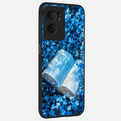  Blue Bloom Tales back cover For Oneplus Nord CE2 slim fit glass case with vibrant aesthetic design