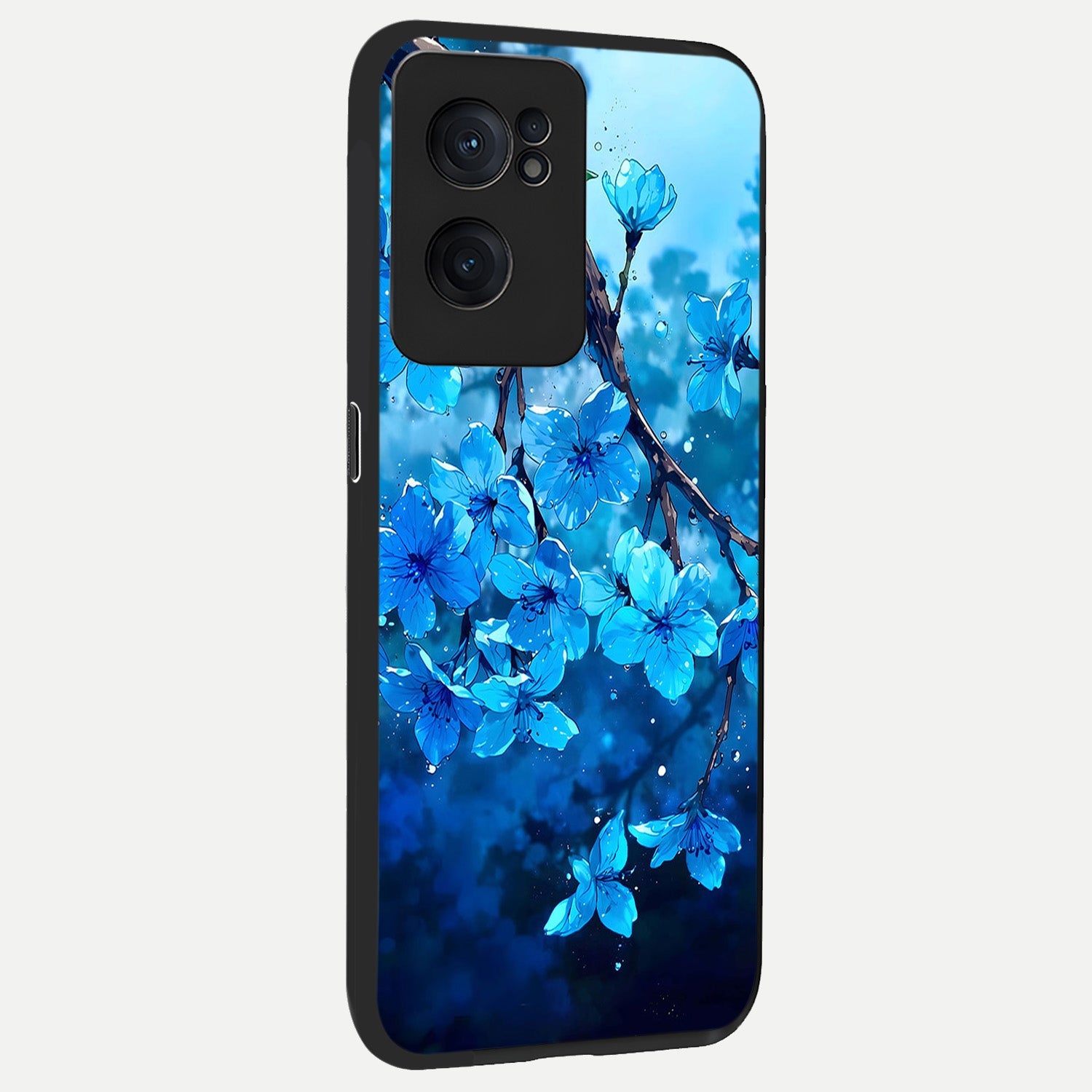  Blue Blossoms Branch back cover For Oneplus Nord CE2 slim fit glass case with vibrant aesthetic design
