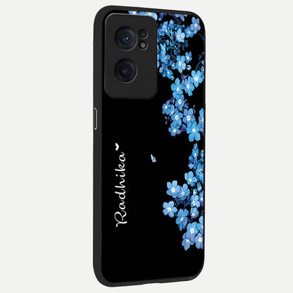  Blue Petal Dream Custom Name back cover For Oneplus Nord CE2 slim fit glass case with vibrant aesthetic design