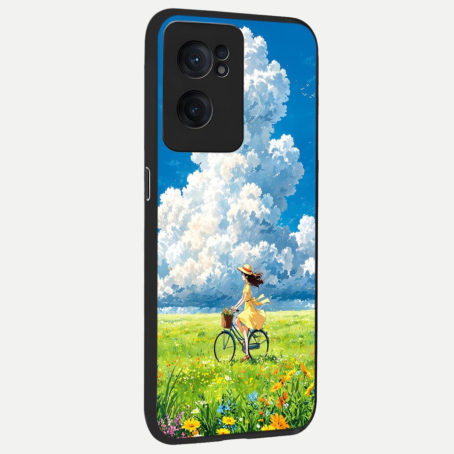  Breezy Meadow Ride back cover For Oneplus Nord CE2 slim fit glass case with vibrant aesthetic design