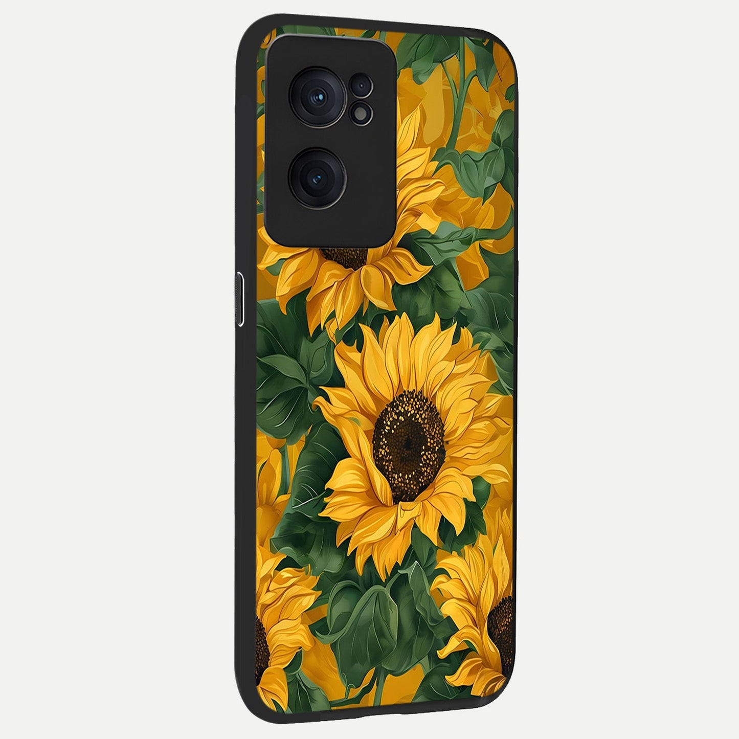  Bright Sunflower Bloom back cover For Oneplus Nord CE2 slim fit glass case with vibrant aesthetic design