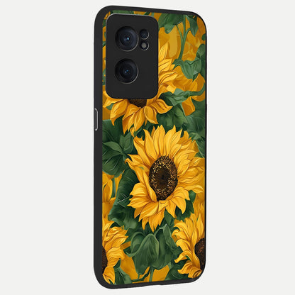  Bright Sunflower Bloom back cover For Oneplus Nord CE2 slim fit glass case with vibrant aesthetic design