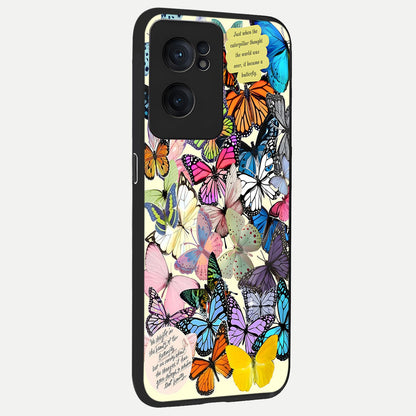  Butterflies Petal Dream back cover For Oneplus Nord CE2 slim fit glass case with vibrant aesthetic design