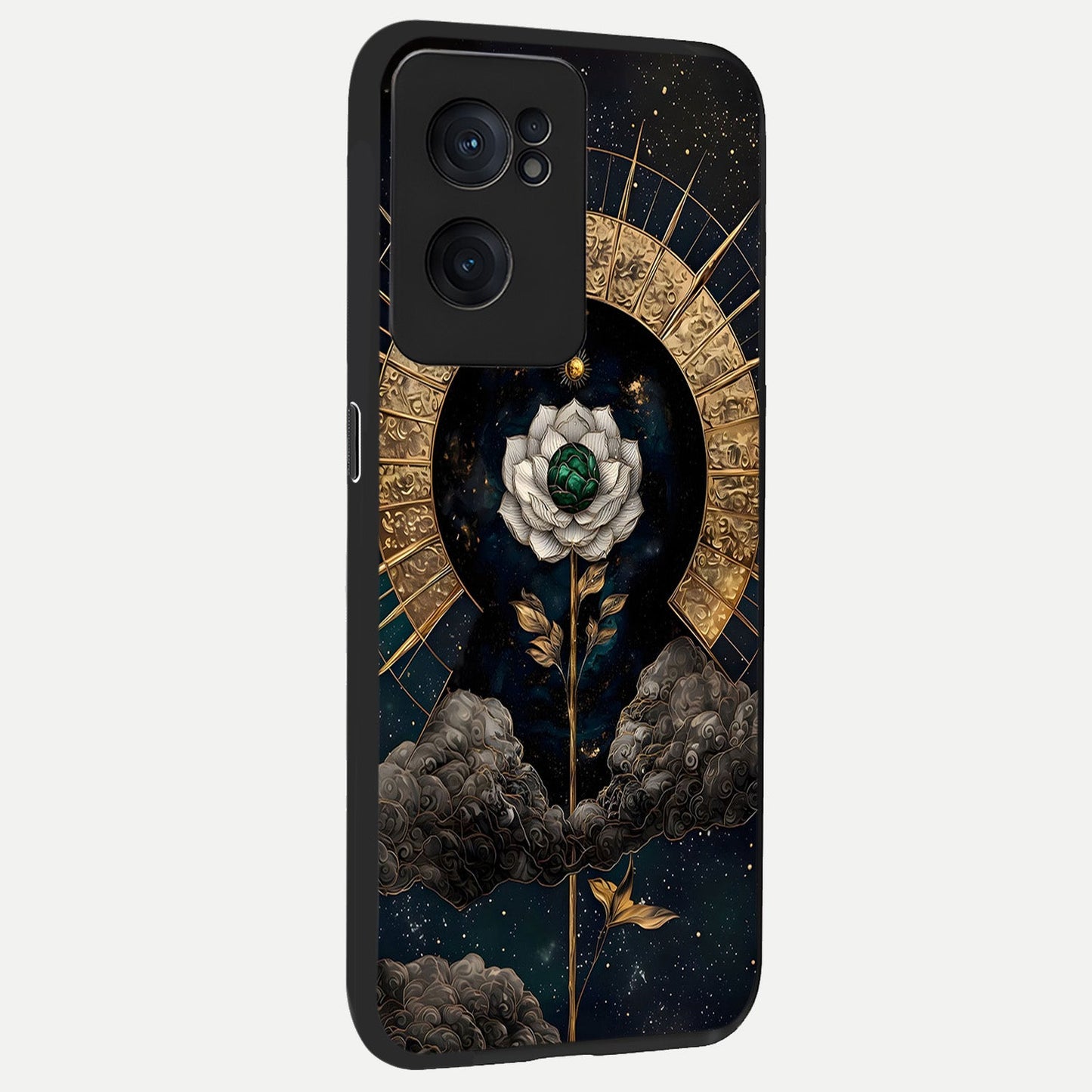  Celestial Lotus Morang back cover For Oneplus Nord CE2 slim fit glass case with vibrant aesthetic design