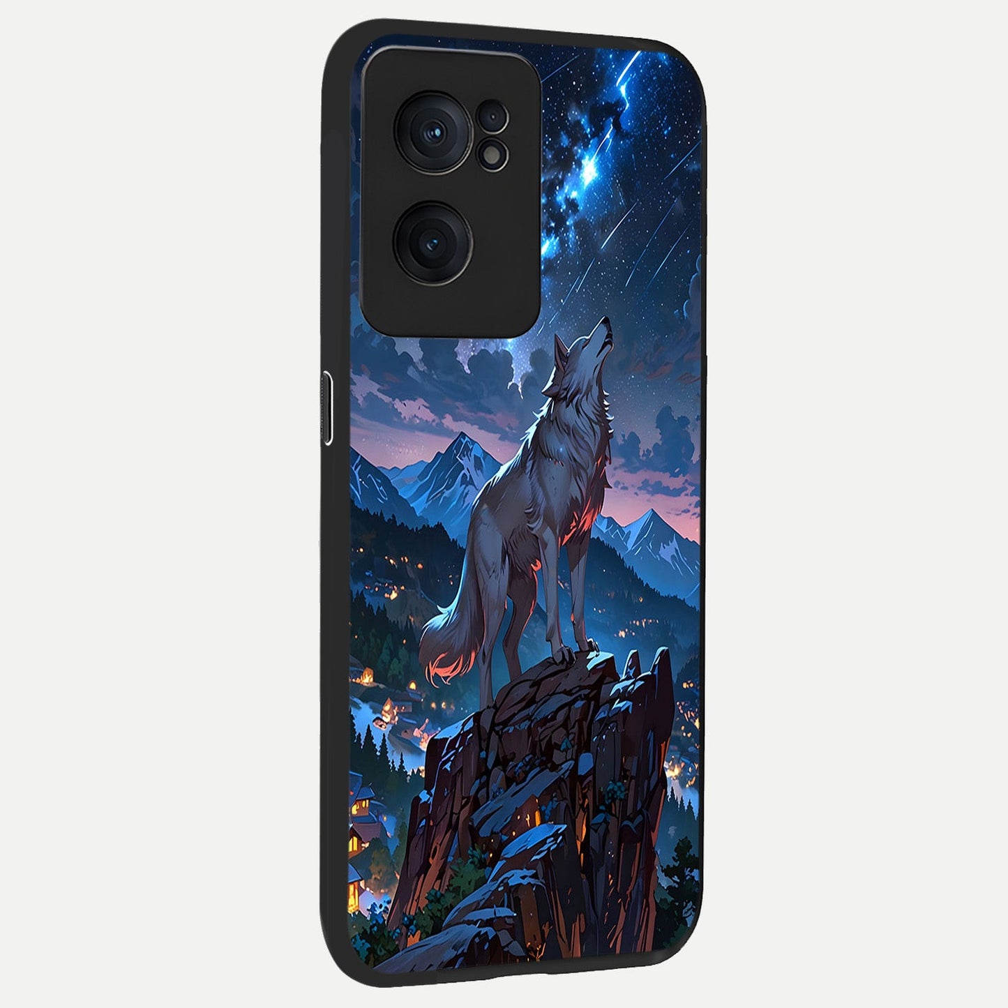  Celestial Wolf Howl back cover For Oneplus Nord CE2 slim fit glass case with vibrant aesthetic design