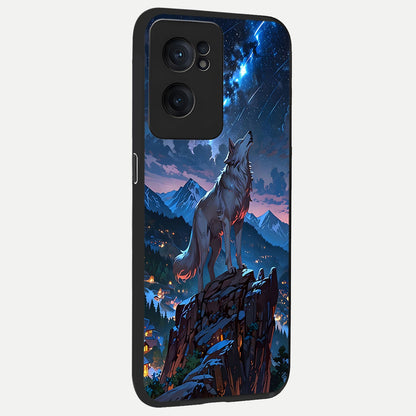  Celestial Wolf Howl back cover For Oneplus Nord CE2 slim fit glass case with vibrant aesthetic design