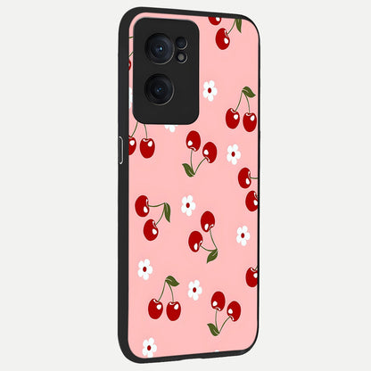  Cherry Love Mood back cover For Oneplus Nord CE2 slim fit glass case with vibrant aesthetic design