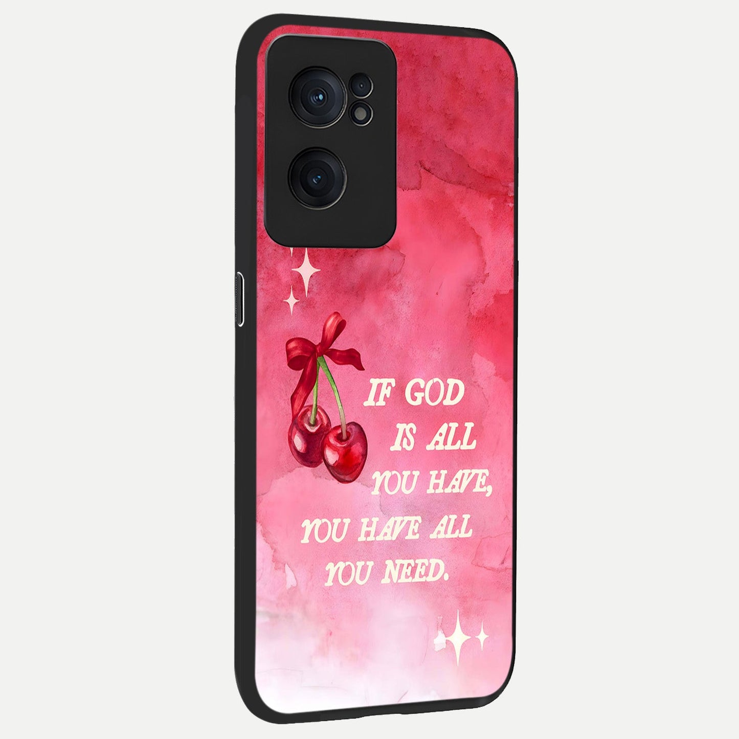  Cherry Quote back cover For Oneplus Nord CE2 slim fit glass case with vibrant aesthetic design