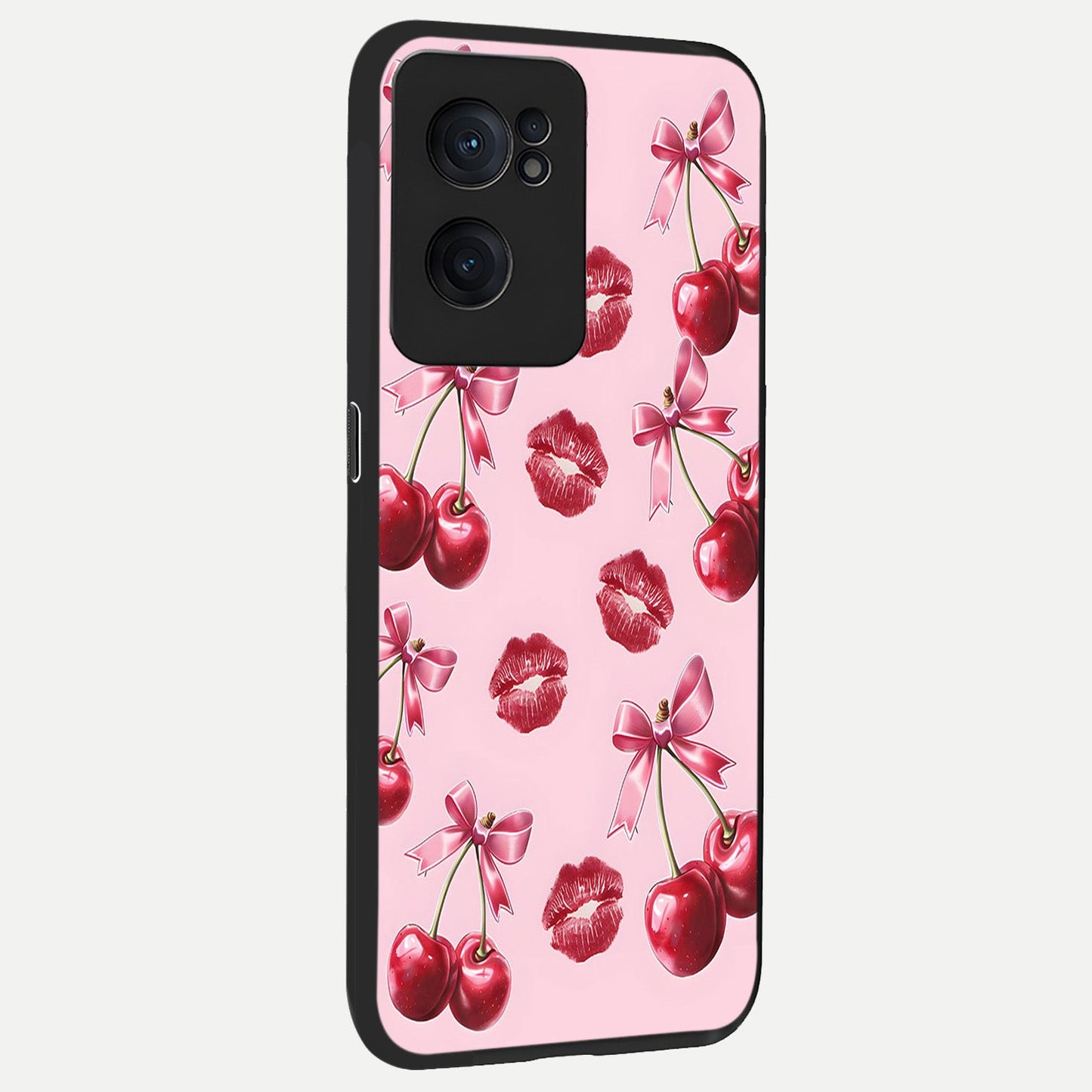  Cherry With Lips back cover For Oneplus Nord CE2 slim fit glass case with vibrant aesthetic design