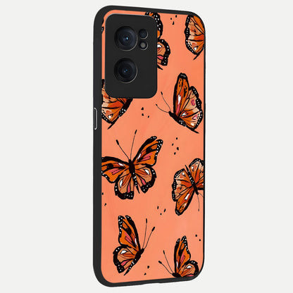  Coral Wing Butterfly back cover For Oneplus Nord CE2 slim fit glass case with vibrant aesthetic design