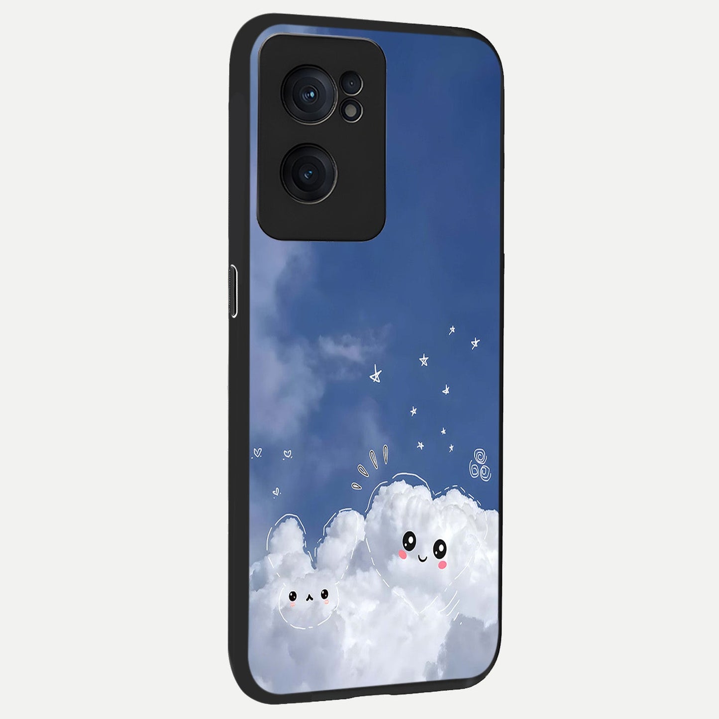  Cute Blossom Cloud back cover For Oneplus Nord CE2 slim fit glass case with vibrant aesthetic design