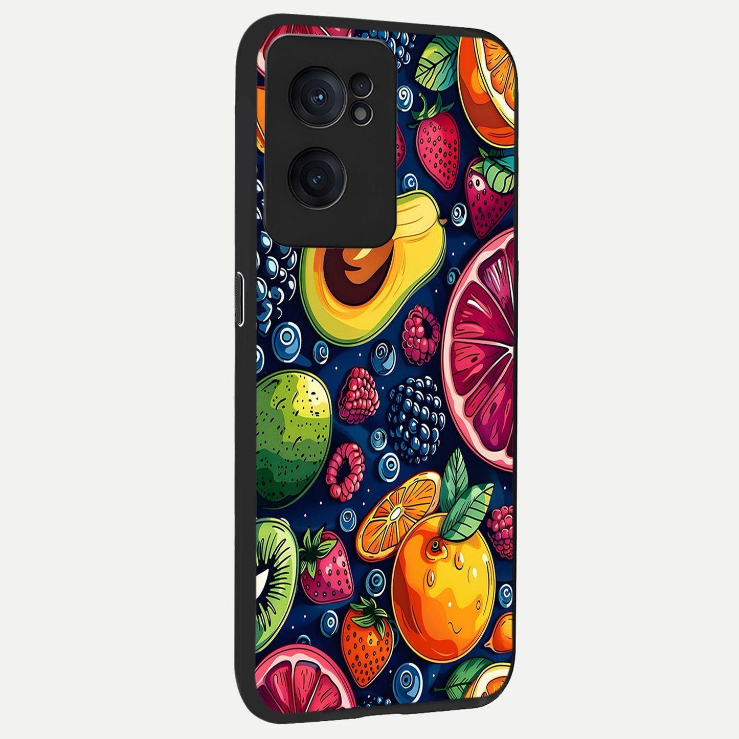  Cute Fruits Art back cover For Oneplus Nord CE2 slim fit glass case with vibrant aesthetic design