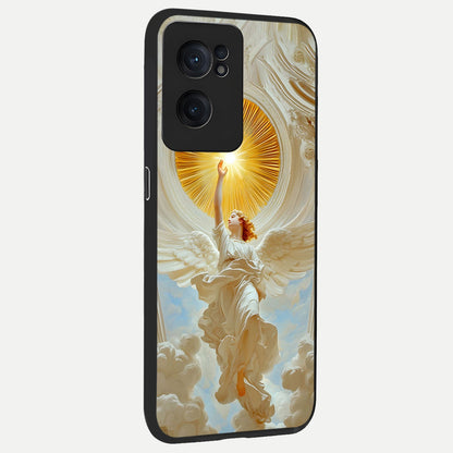  Divine Light Angel back cover For Oneplus Nord CE2 slim fit glass case with vibrant aesthetic design