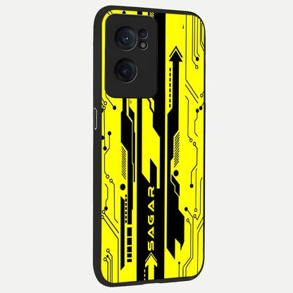  Electric Pulse CYBERPUNK Custom Name back cover For Oneplus Nord CE2 slim fit glass case with vibrant aesthetic design