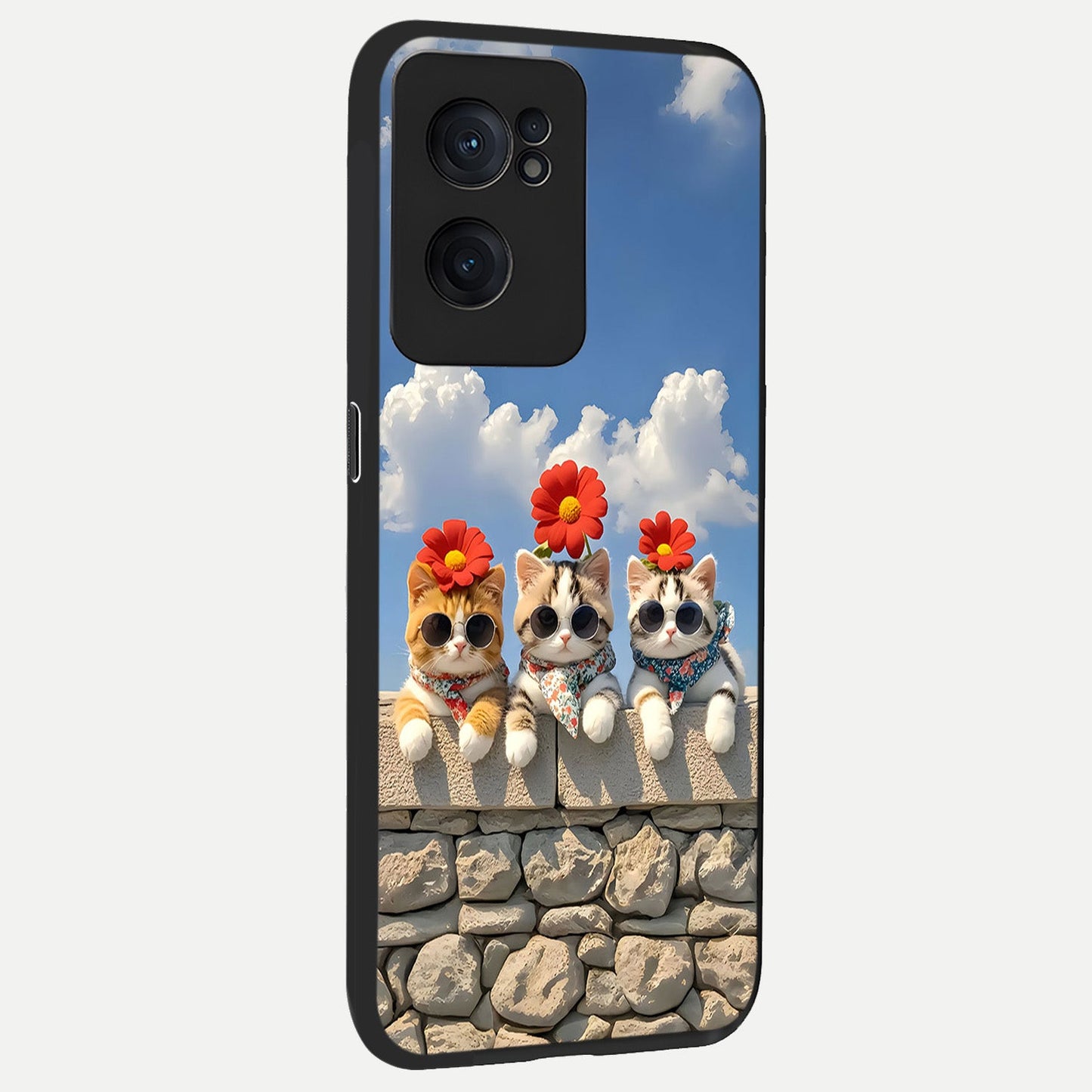  Floral Kitty Squad back cover For Oneplus Nord CE2 slim fit glass case with vibrant aesthetic design