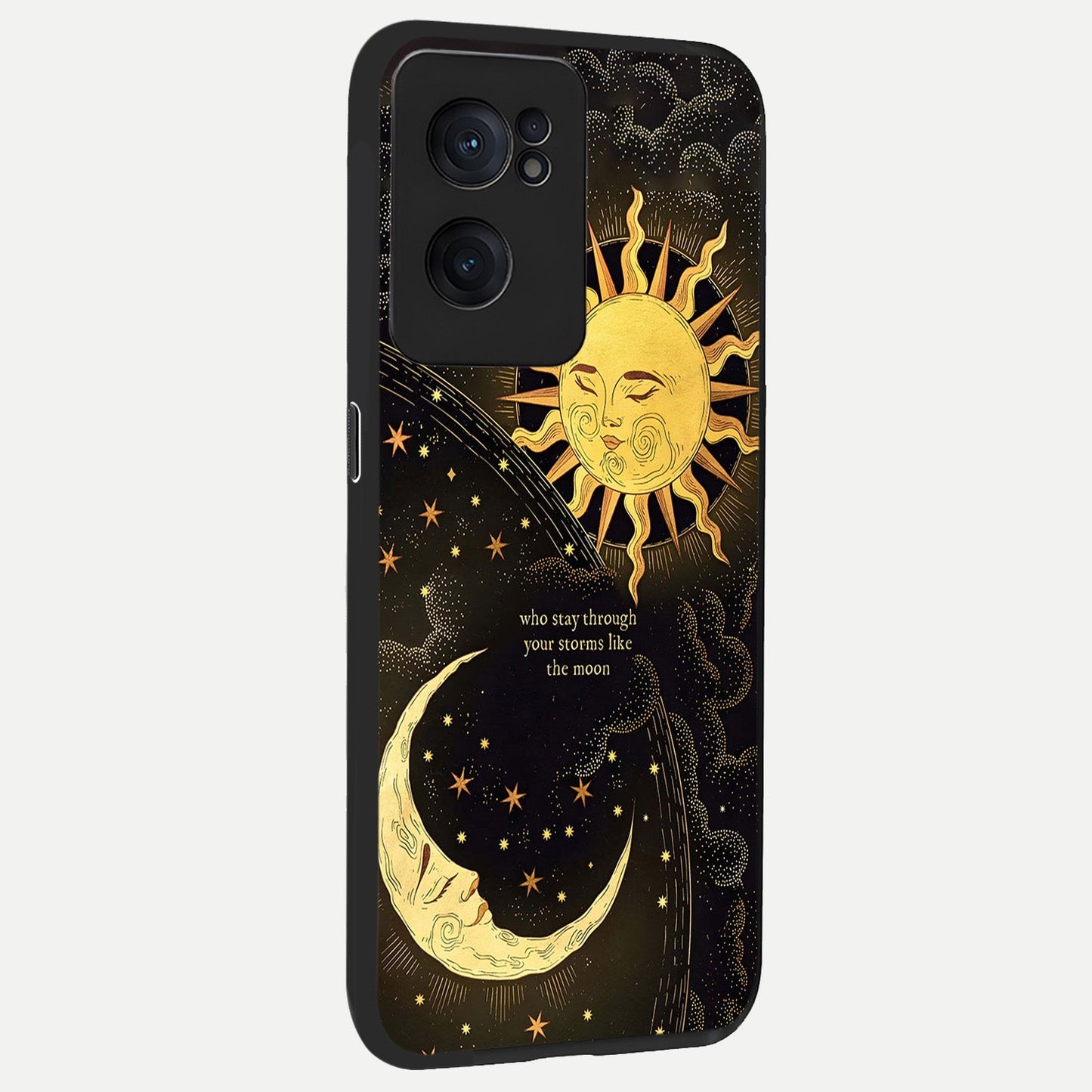  Golden Lunar Love back cover For Oneplus Nord CE2 slim fit glass case with vibrant aesthetic design
