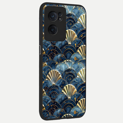  Golden Wave Luxe back cover For Oneplus Nord CE2 slim fit glass case with vibrant aesthetic design