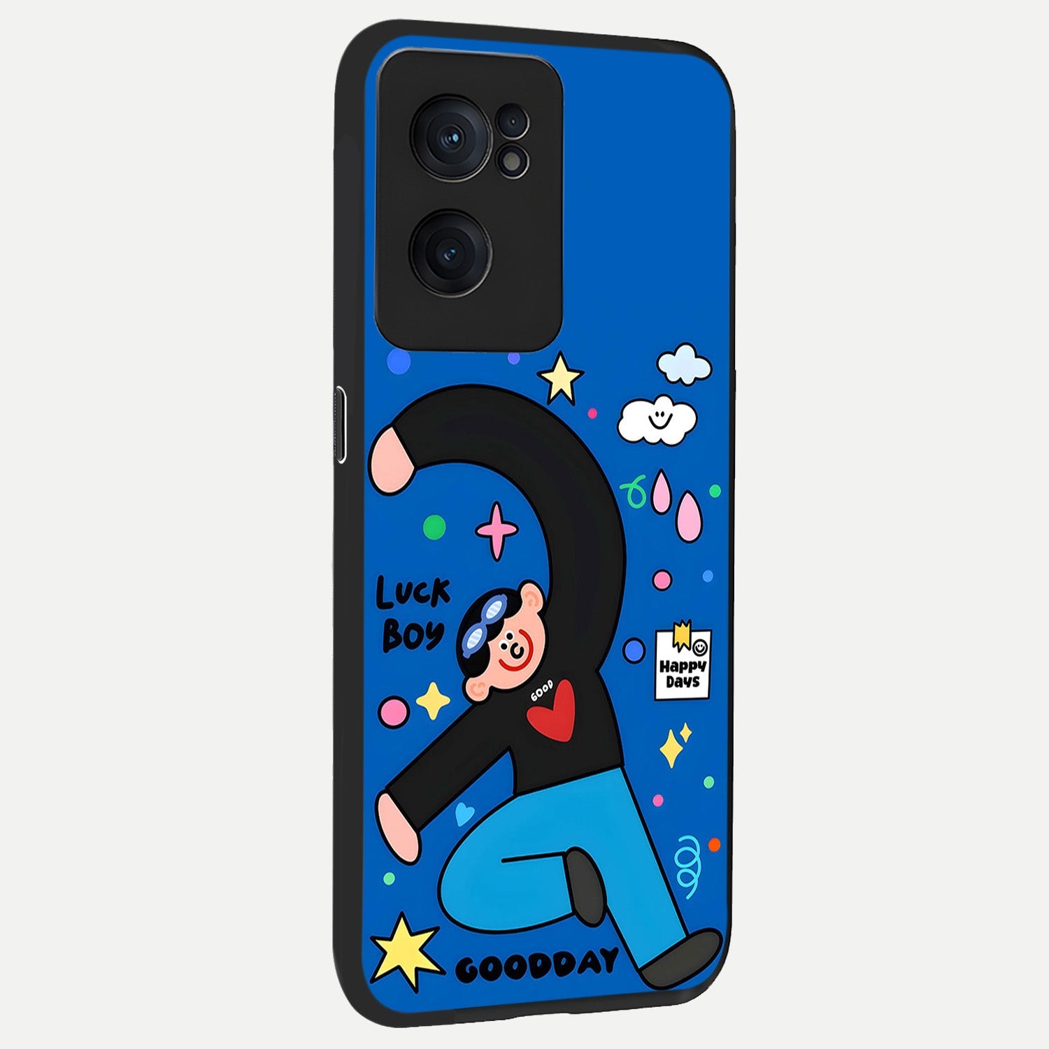  Happy Luck Vibe back cover For Oneplus Nord CE2 slim fit glass case with vibrant aesthetic design