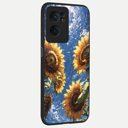  Heavenly Sunflower Rise back cover For Oneplus Nord CE2 slim fit glass case with vibrant aesthetic design