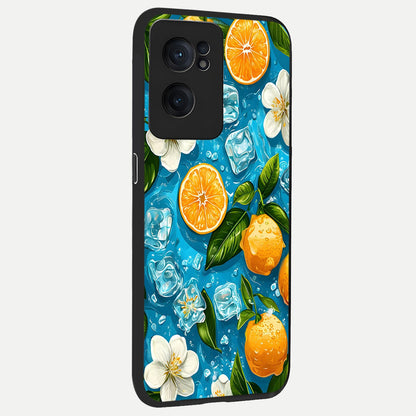  Ice Cube With Orange back cover For Oneplus Nord CE2 slim fit glass case with vibrant aesthetic design