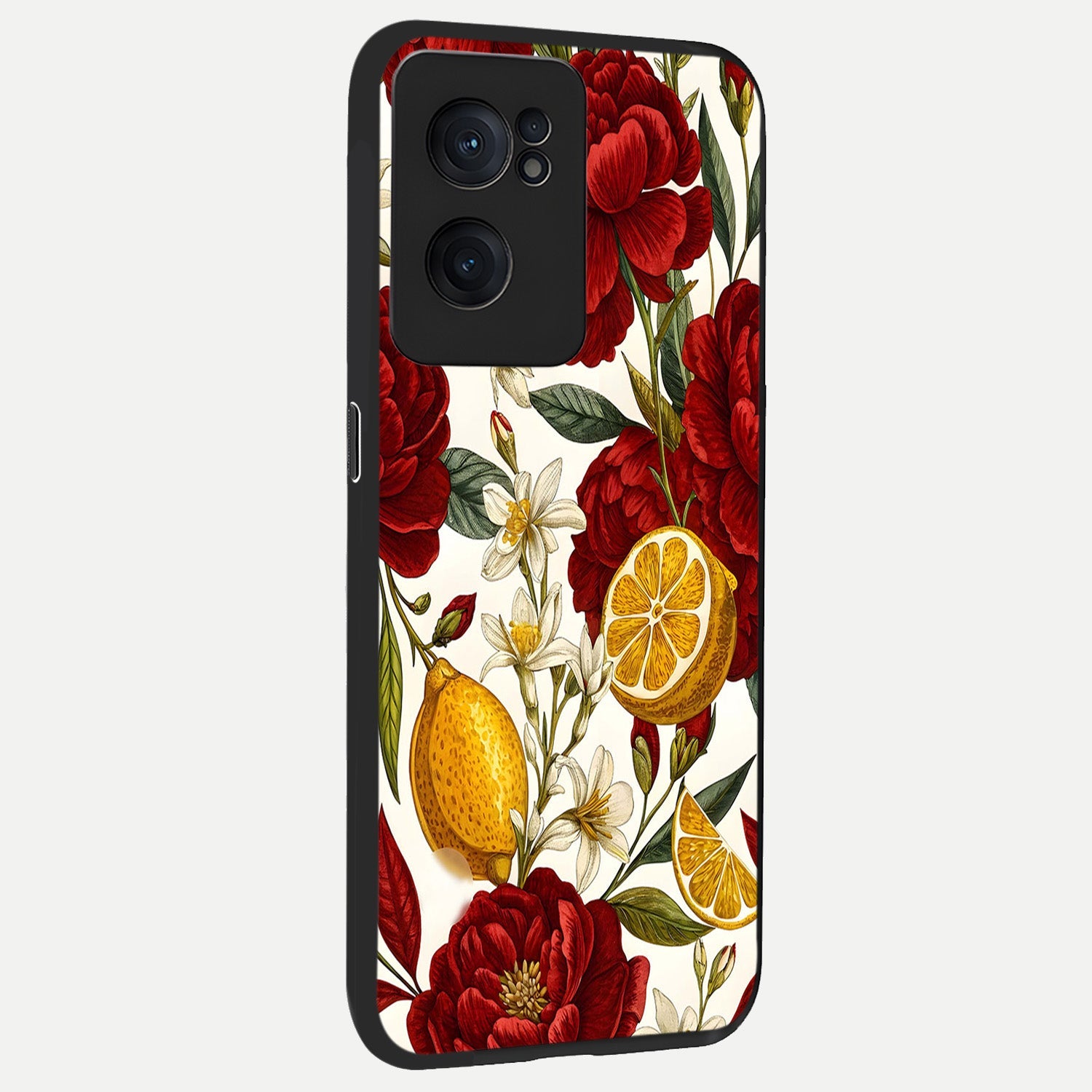  Lemon Rose Charm back cover For Oneplus Nord CE2 slim fit glass case with vibrant aesthetic design