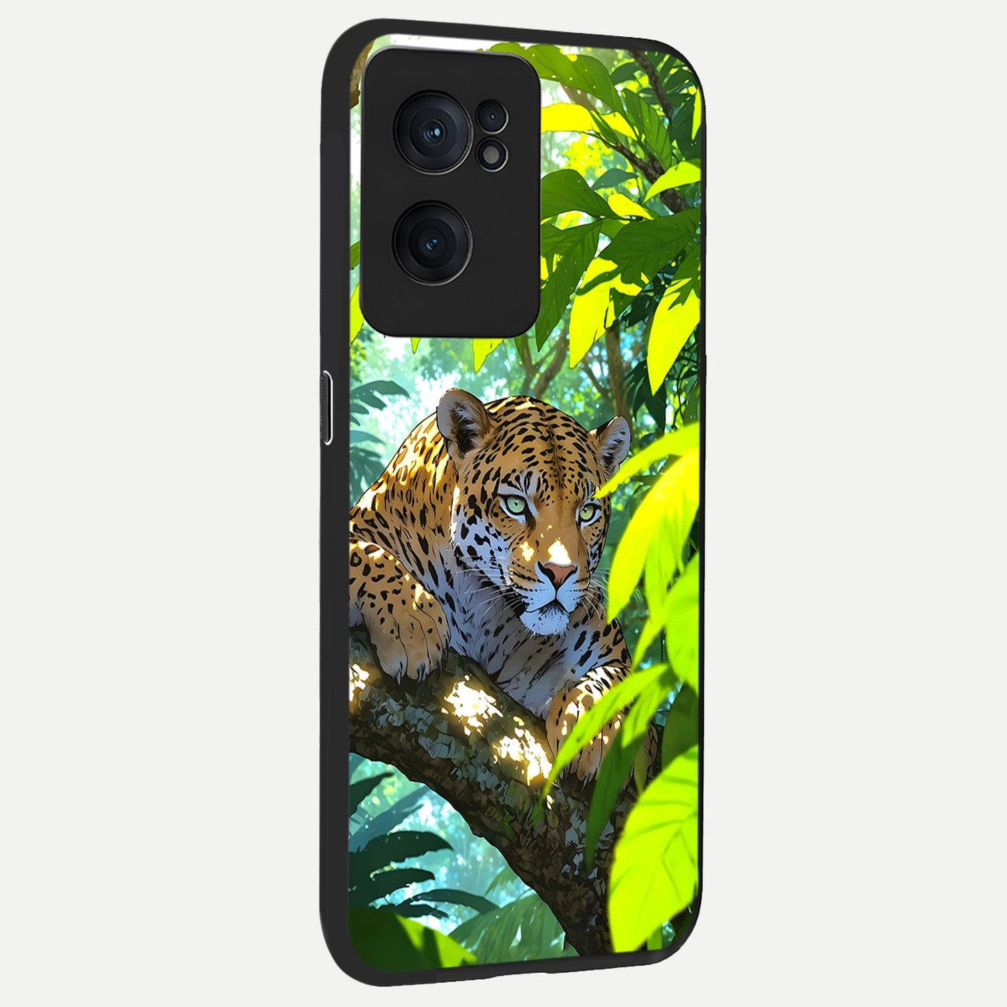  Leopard in Jungle back cover For Oneplus Nord CE2 slim fit glass case with vibrant aesthetic design