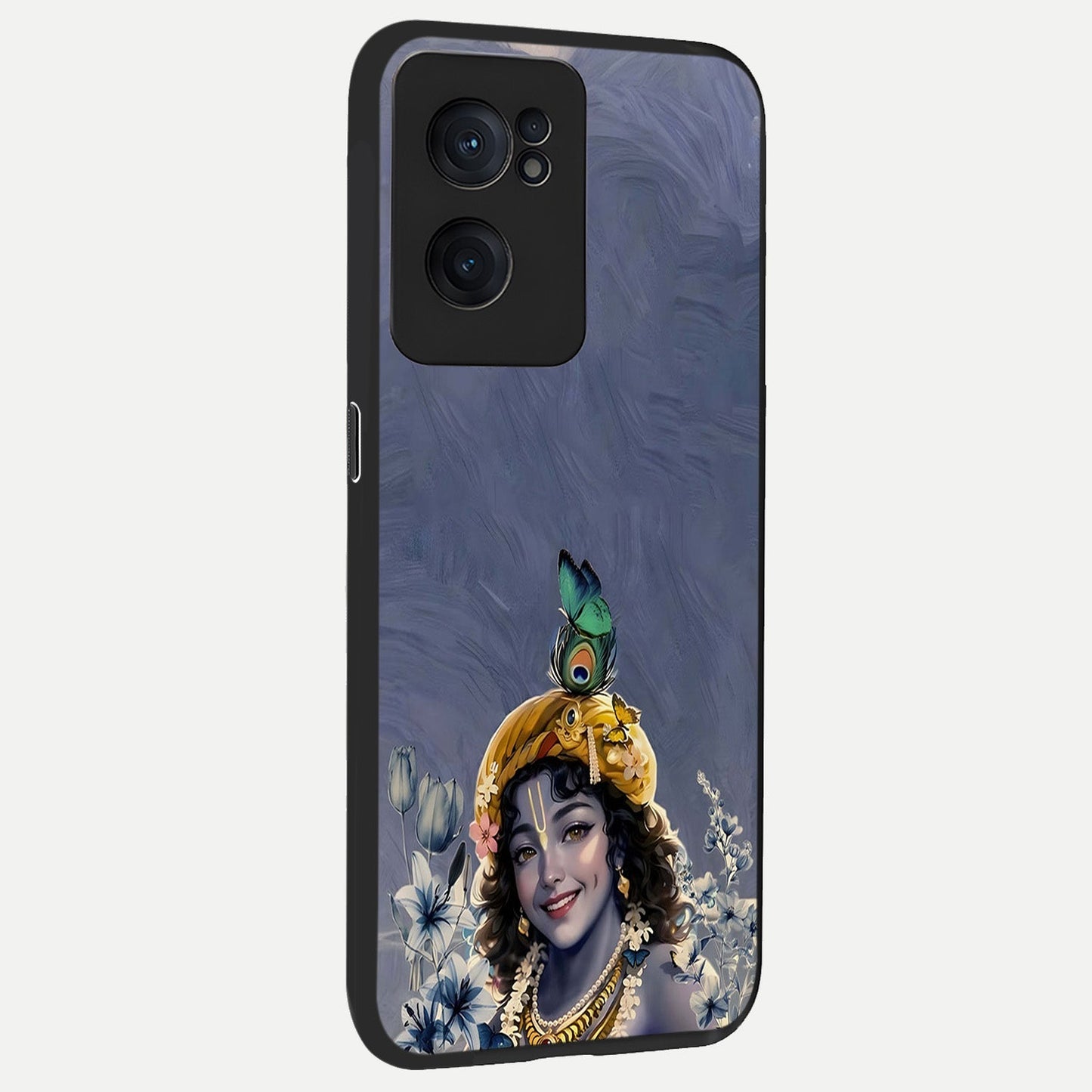  Lord Krishna back cover For Oneplus Nord CE2 slim fit glass case with vibrant aesthetic design