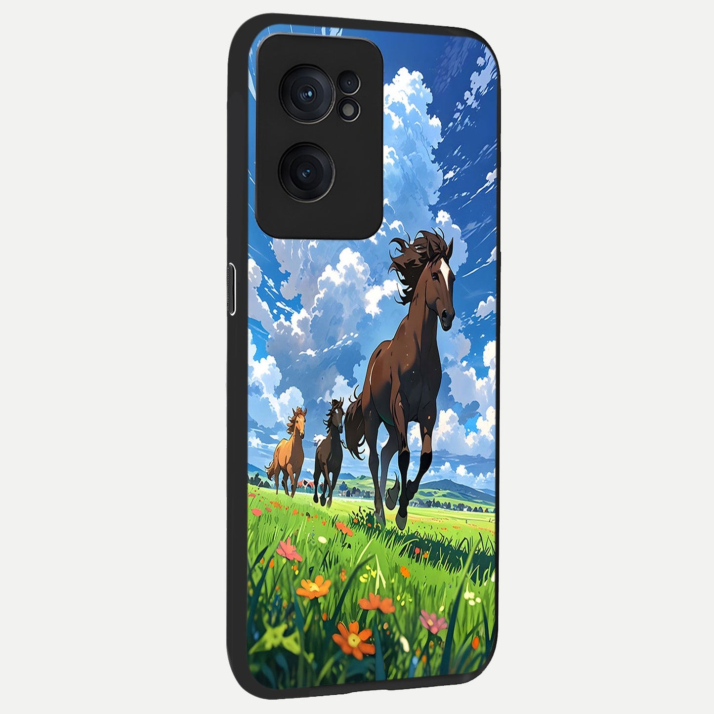  Majestic Horses Galloping back cover For Oneplus Nord CE2 slim fit glass case with vibrant aesthetic design