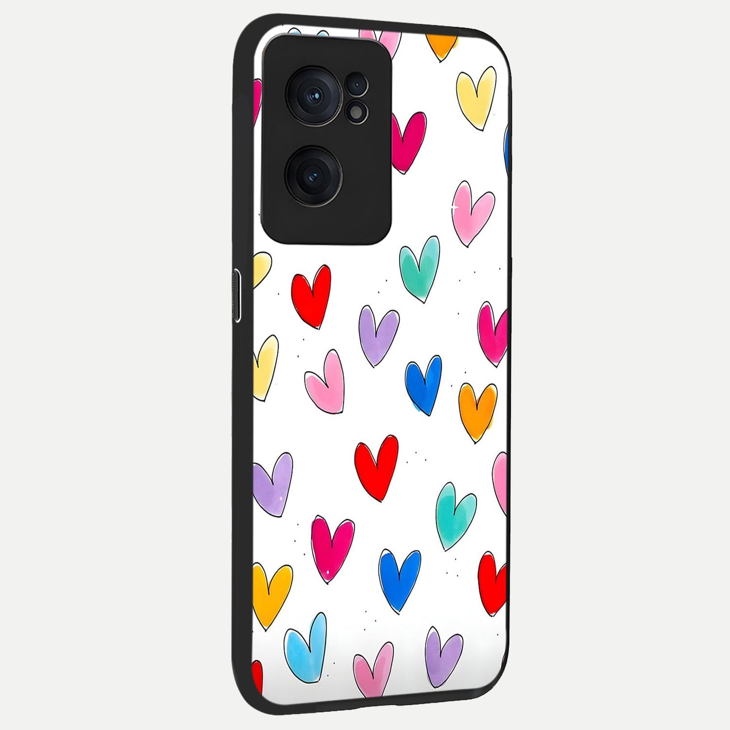 Playful Love Doodles back cover For Oneplus Nord CE2 slim fit glass case with vibrant aesthetic design