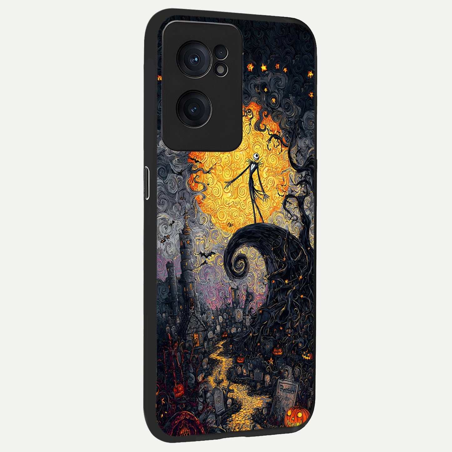  Pumpkin Moon Night back cover For Oneplus Nord CE2 slim fit glass case with vibrant aesthetic design