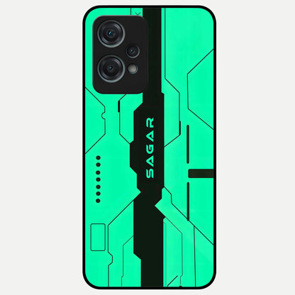  Aqua Tech CYBERPUNK Custom Name Glass Case For Oneplus Nord CE2 Lite back cover – full design glossy printed glass finish