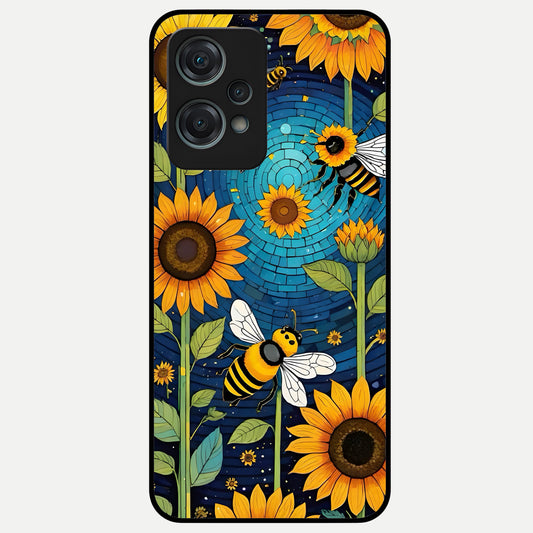  Bees And Sunflowers Glass Case For Oneplus Nord CE2 Lite back cover – full design glossy printed glass finish