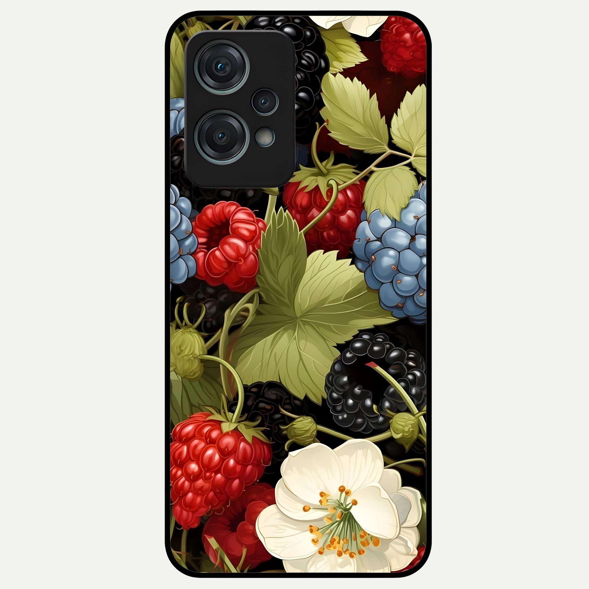  Berry Bloom Charm Glass Case For Oneplus Nord CE2 Lite back cover – full design glossy printed glass finish
