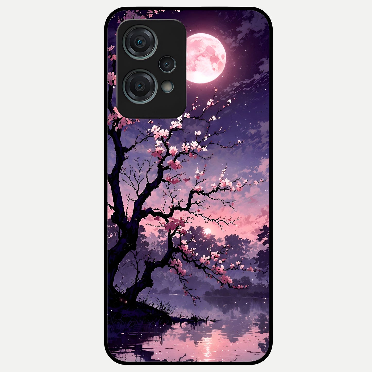  Blossom Pink Moon Glass Case For Oneplus Nord CE2 Lite back cover – full design glossy printed glass finish