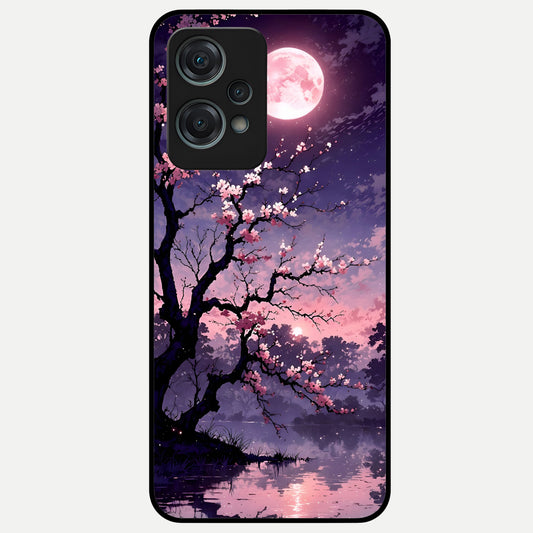  Blossom Pink Moon Glass Case For Oneplus Nord CE2 Lite back cover – full design glossy printed glass finish