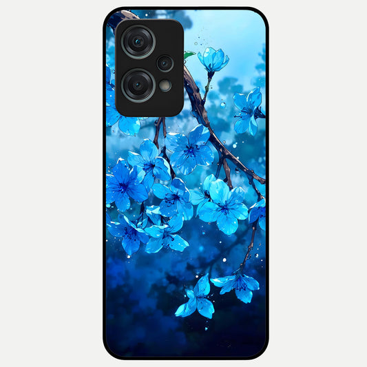  Blue Blossoms Branch Glass Case For Oneplus Nord CE2 Lite back cover – full design glossy printed glass finish