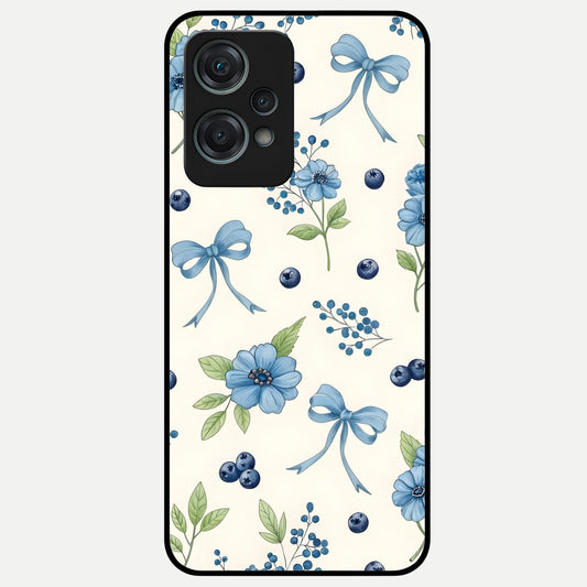  Blue Flower And Bow Glass Case For Oneplus Nord CE2 Lite back cover – full design glossy printed glass finish