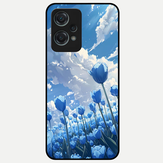  Blue Tulip Clouds Glass Case For Oneplus Nord CE2 Lite back cover – full design glossy printed glass finish