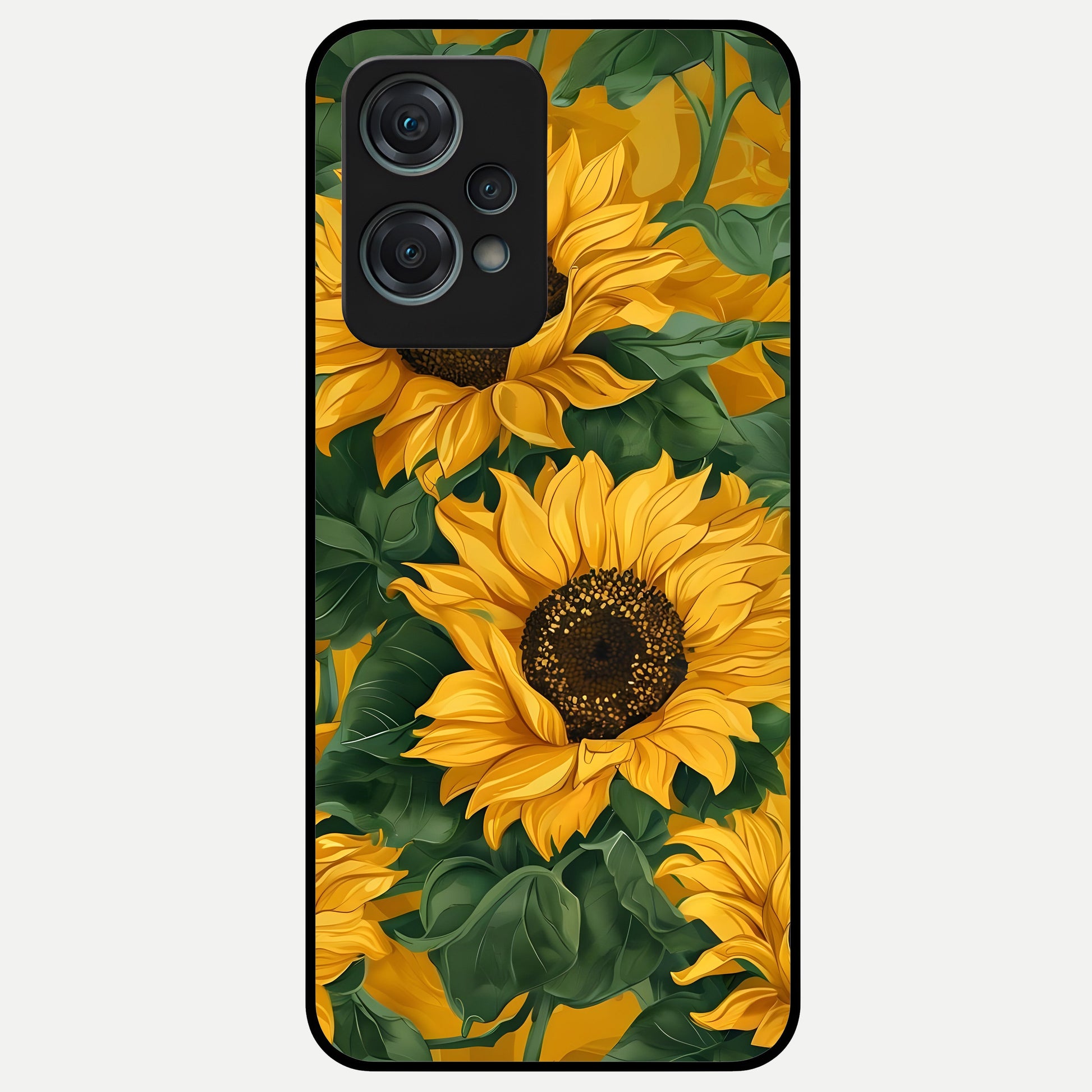  Bright Sunflower Bloom Glass Case For Oneplus Nord CE2 Lite back cover – full design glossy printed glass finish