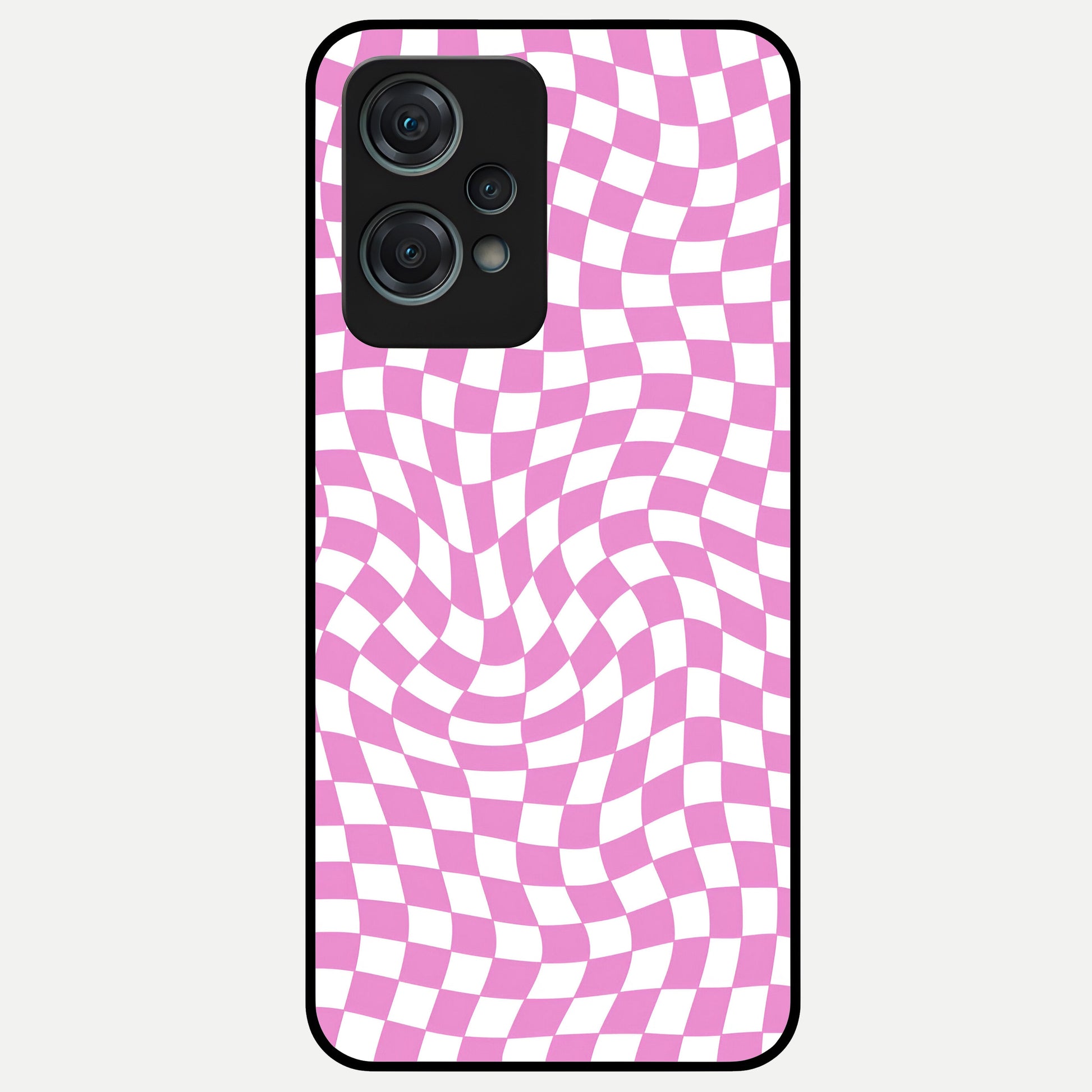  Bubblegum Check Wave Glass Case For Oneplus Nord CE2 Lite back cover – full design glossy printed glass finish